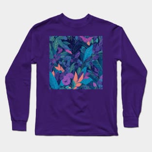 Summer Floral Bohemian Botanical Pattern And Colorful Leaves Long Sleeve T-Shirt